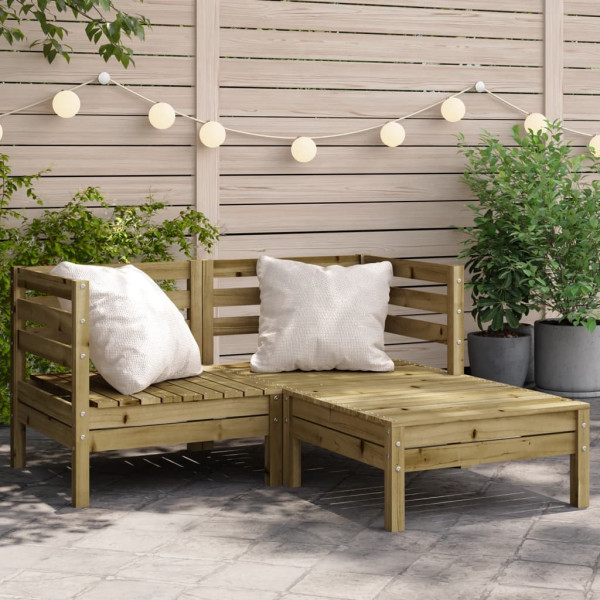 Sofá de jardim de 2 lugares com apoio de pé madeira de pinho impregnada D