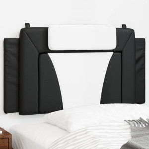 Cabeça de cama acolchada de couro sintético preto branco 100 cm D