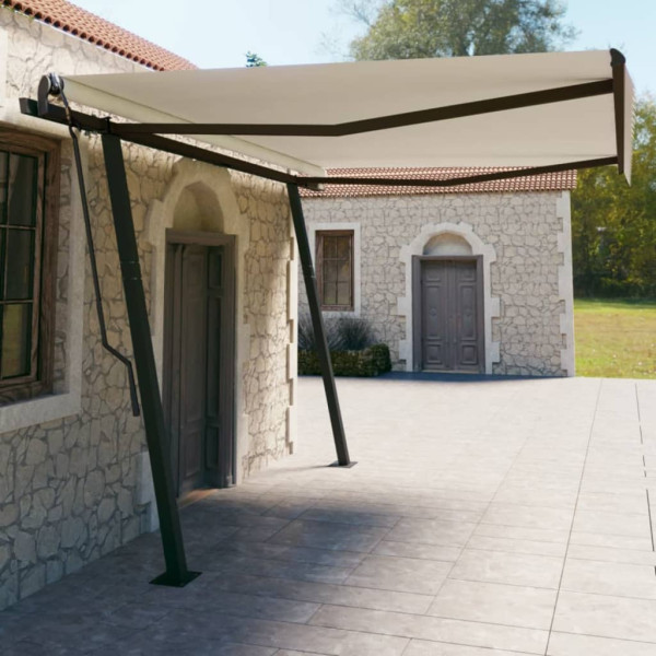 Toldo retrátil manual com varas creme 4,5x3 m D