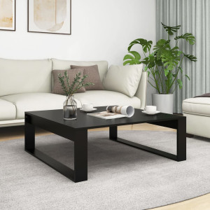 Mesa de centro madera contrachapada negro 100x100x35 cm D