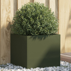 Jardinera de acero laminado en frío verde oliva 42x40x39 cm D