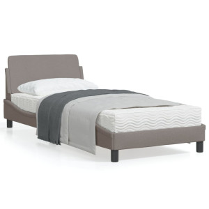 Estructura de cama con cabecero de tela gris taupe 90x190 cm D