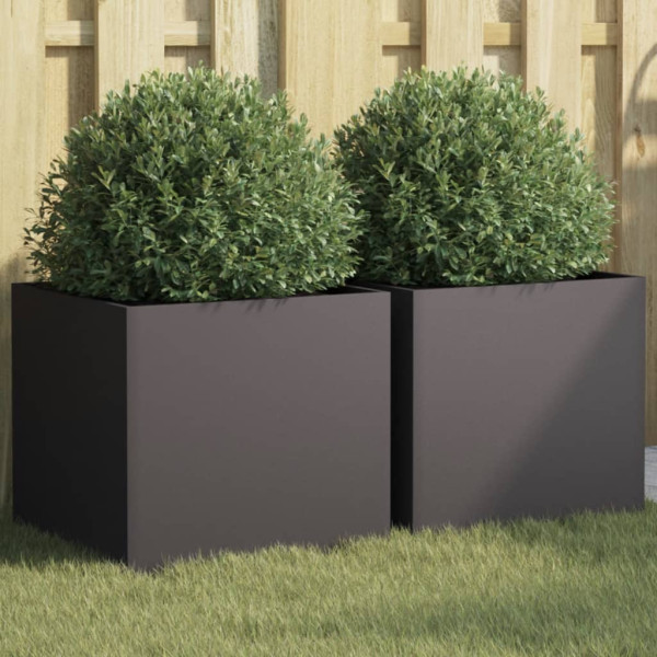 Jardineras 2 unidades acero laminado en frío negro 42x40x39 cm D