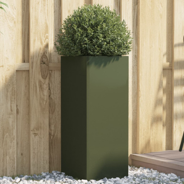 Jardinera de acero laminado en frío verde oliva 32x27.5x75 cm D
