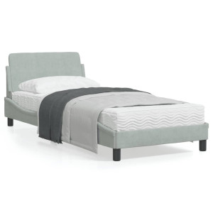 Estructura de cama con cabecero terciopelo gris claro 90x190 cm D