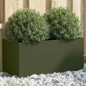 Jardinera de acero laminado en frío verde oliva 62x30x29 cm D