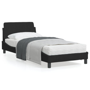 Estructura de cama con cabecero de terciopelo negro 80x200 cm D
