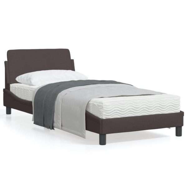 Estrutura de cama com cabeceira de tecido marrom escuro 90x190 cm D