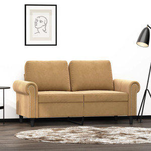 Sofá de 2 plazas terciopelo marrón 120 cm D