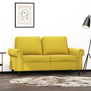 Sofá de 2 lugares em veludo amarelo 120 cm D