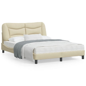 Estructura de cama con cabecero de tela color crema 120x200 cm D