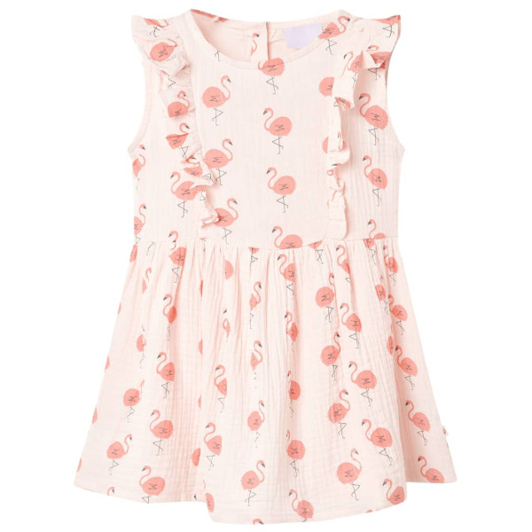 Vestido infantil com panfletos rosa macio 104 D