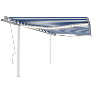 Toldo retráctil manual con luz LED azul y blanco 4x3 m D