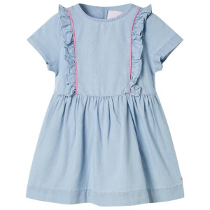 Vestido infantil con volantes azul suave 116 D