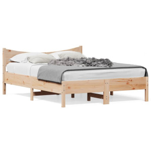 Estructura de cama de madera maciza de pino 140x190 cm D