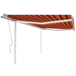 Toldo manual retráctil con luz LED naranja y marrón 4x3 m D