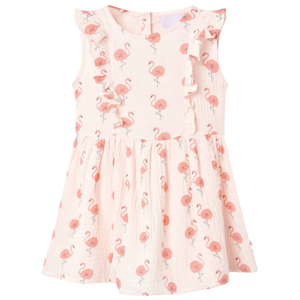 Vestido infantil con volantes rosa suave 140 D