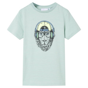 T-shirt infantil com listras verdes de menta claras 116 D