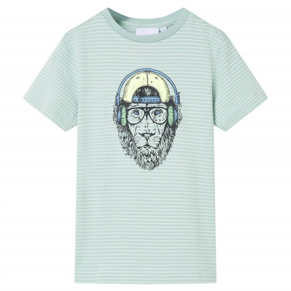 T-shirt infantil com listras verdes claras de menta 140 D