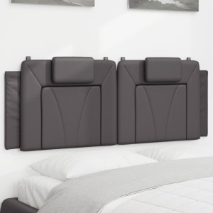 Cabecero de cama acolchado cuero sintético gris 120 cm D