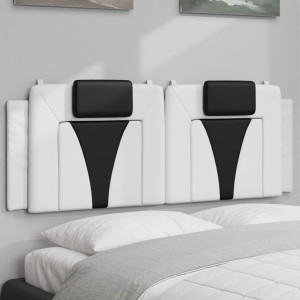 Cabeça de cama acolchada de couro sintético branco preto 120 cm D