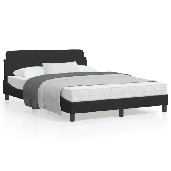 Estructura de cama con cabecero de terciopelo negro 140x190 cm D