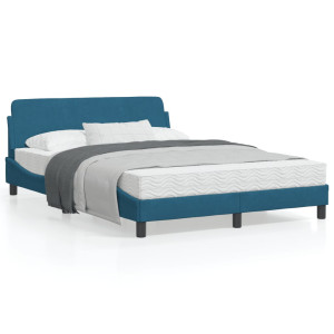 Estructura de cama con cabecero terciopelo azul 140x190 cm D