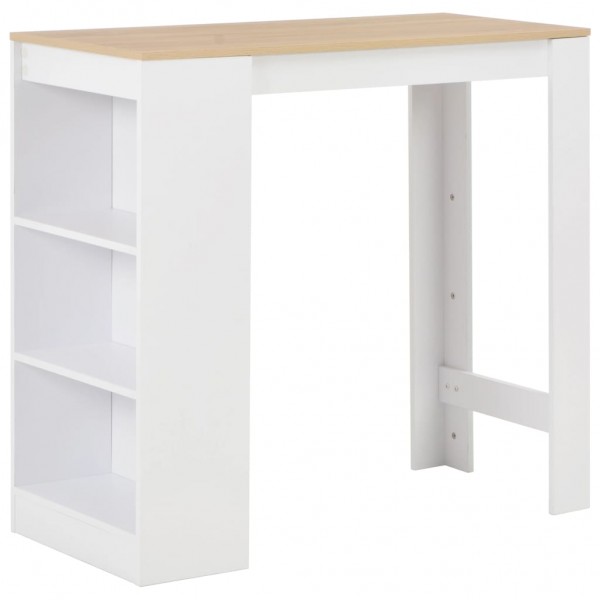 Mesa alta de cozinha com prateleira branca 110x50x103 cm D