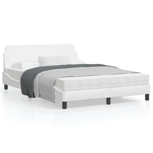 Estrutura da cama cabeceira de couro sintético branco 140x190 cm D