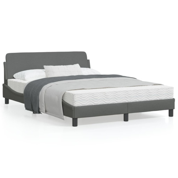 Estrutura de cama com cabeceira de tecido cinza escuro 140x190 cm D