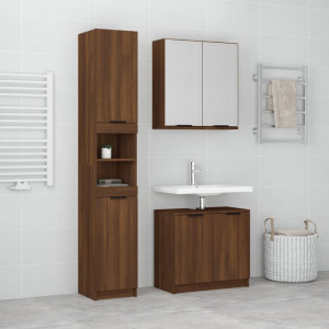 Set de muebles de baño 3 pzas madera contrachapada roble marrón D