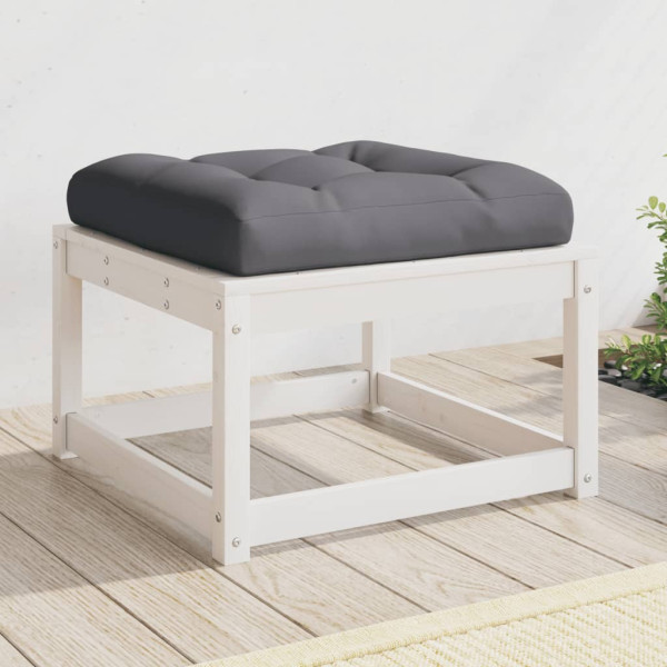 Stool de jardim com almofadas madeira maciça de pinho branco D