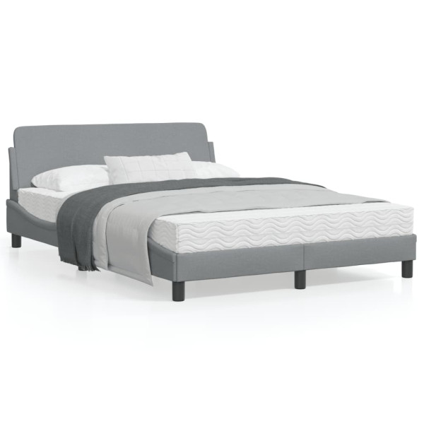 Estrutura de cama com cabeçalho de tecido cinza claro 140x190 cm D