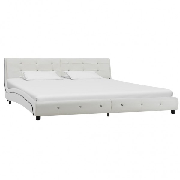 Estructura de cama de cuero sintético blanco 180x200 cm D