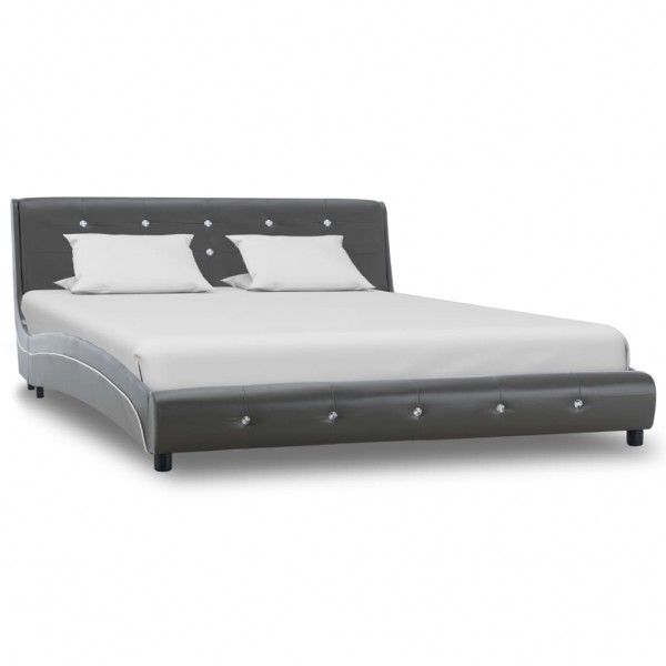 Estructura de cama de cuero sintético gris 140x200 cm Estructura de cama de cuero sintético gris 140x200 cm D
