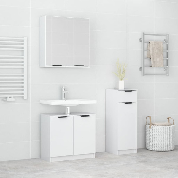 Set de muebles baño 3 pzas madera contrachapada blanco brillo D