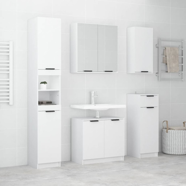 Set Bath Furniture 5 peças Shine branca com madeira compensada D