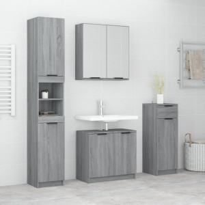 Set de armario de baño 4 pzas madera contrachapada gris sonoma D