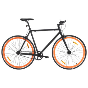 Bicicleta de piñón fijo negro y naranja 700c 55 cm D