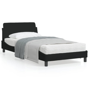 Estructura de cama con cabecero de tela negro 100x200 cm D
