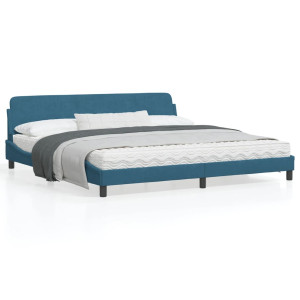 Estructura de cama con cabecero terciopelo azul 200x200 cm D