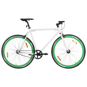 Bicicleta de engrenagem fixa branca e verde 700c 51 cm D