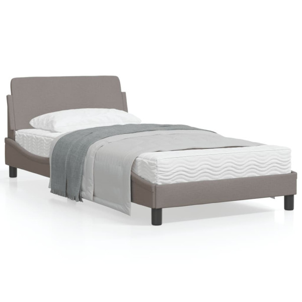 Estructura de cama con cabecero de tela gris taupe 100x200 cm D