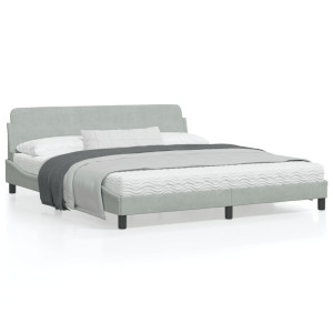 Estructura de cama con cabecero terciopelo gris claro 180x200cm D