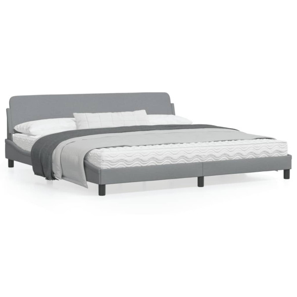 Estructura de cama con cabecero de tela gris claro 200x200 cm D