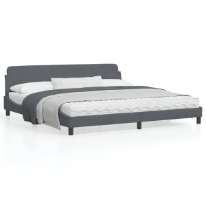 Estructura cama con cabecero terciopelo gris oscuro 200x200 cm D