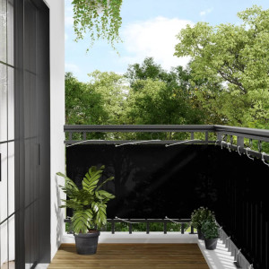 Pantalla de balcón 100% poliéster Oxford negro 75x700 cm D