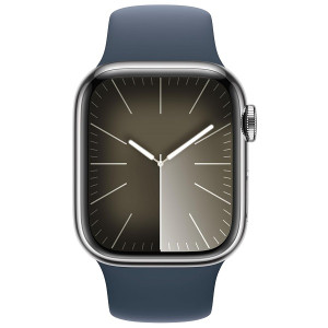 Apple watch series 9/ gps/ cellular/ 41 mm/ caja de acero plata/ correa deportiva azul tempestad m/l D