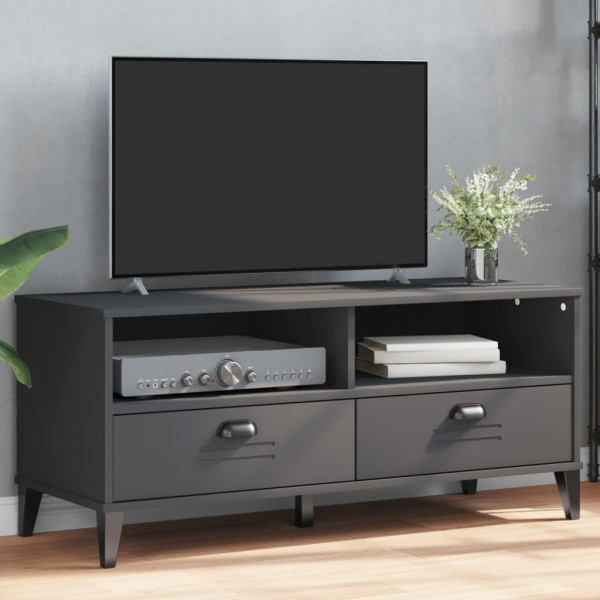 Mueble de TV VIKEN madera maciza de pino gris antracita D