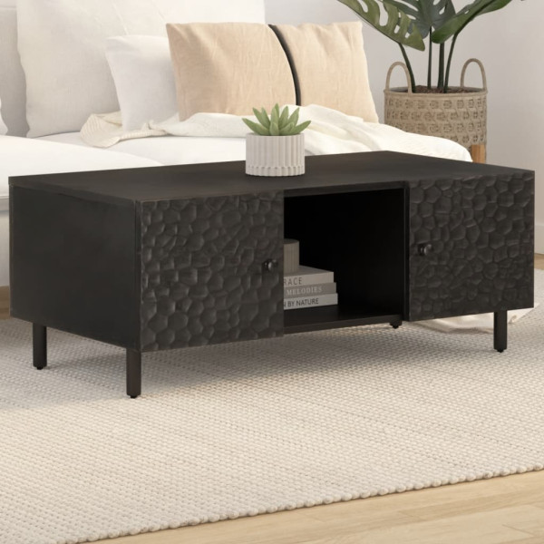 Mesa de centro madera maciza de mango negra 100x54x40 cm D